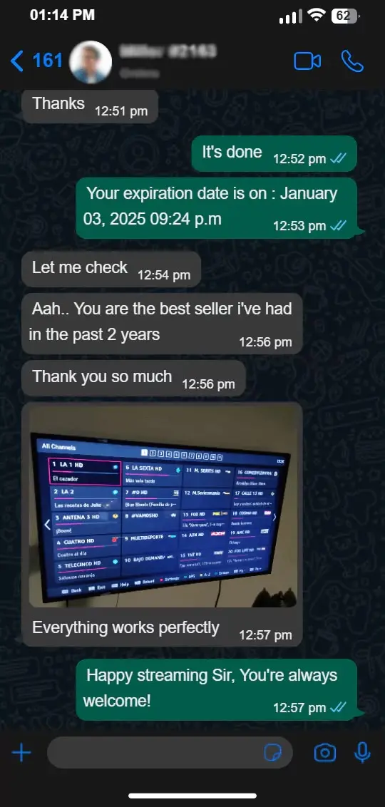 TREX IPTV Canada customer activation proof 1